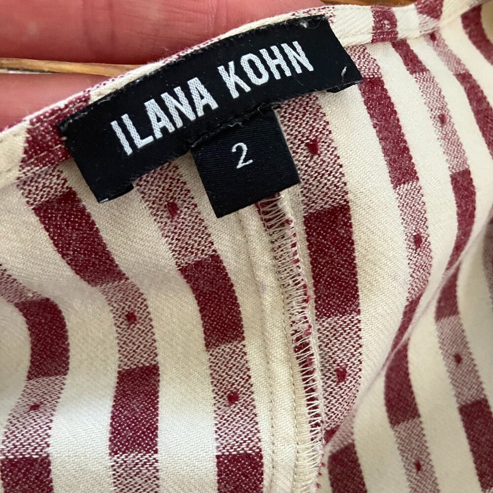 Ilana Kohn Rose Midi Dress Dobby Dot Sz. 2 (S) Red and White Geometric Print - Picture 9 of 9